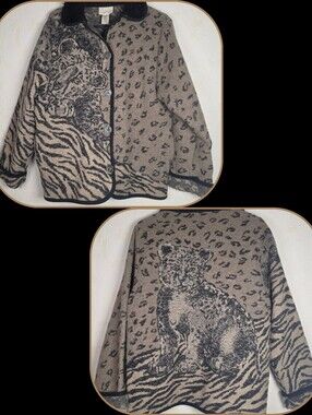 Vintage 90s Animal Print Jacket Cedar Canyon Grunge Streetwear Wool Blend Small